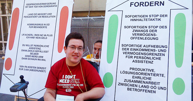 Ein Demonstrant aus Oberösterreich (Foto: behindertenarbeit.at)
